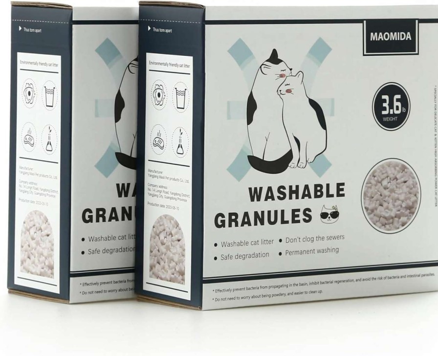 cat litter MAOMIDA | Cat Litter Box Washable Granules Refills. Compatible To Cat Genie Refills. Great For Cat Toilet Training Kit. Compostable And Flushable. 7.2Lbs Package