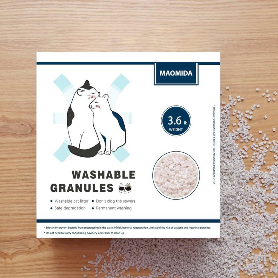 cat litter MAOMIDA | Cat Litter Box Washable Granules Refills. Compatible To Cat Genie Refills. Great For Cat Toilet Training Kit. Compostable And Flushable. 7.2Lbs Package