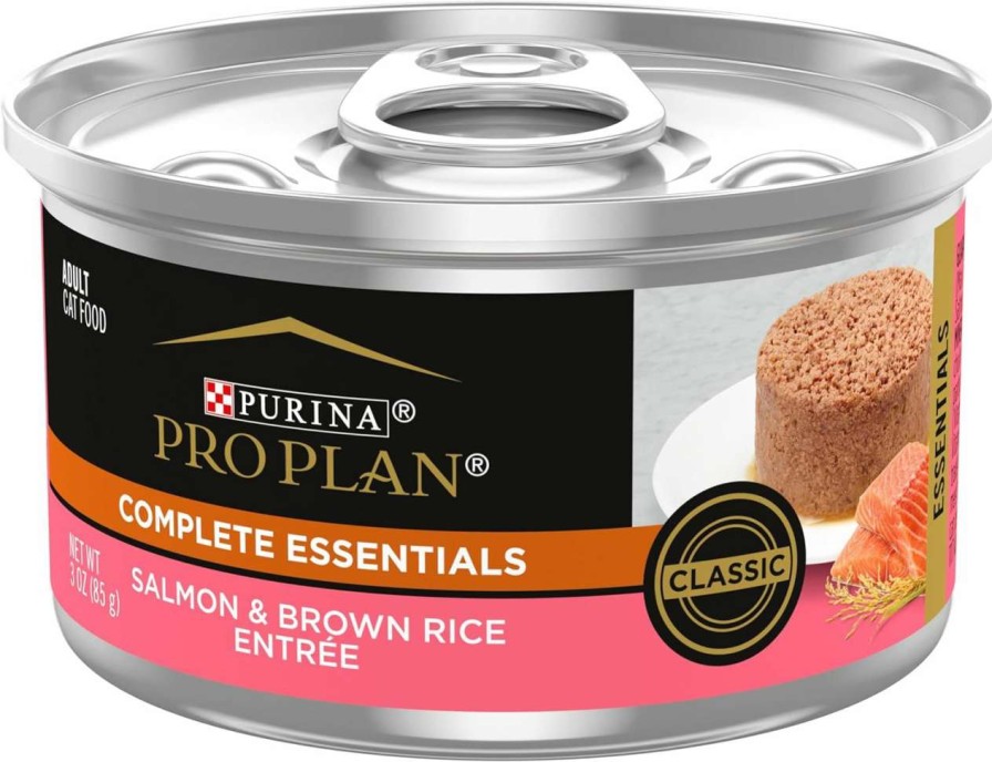 cat food Purina Pro Plan | Purina Pro Plan Pate, High Protein Wet Cat Food, Complete Essentials Salmon & Brown Rice Entree - (24) 3 Oz. Pull-Top Cans