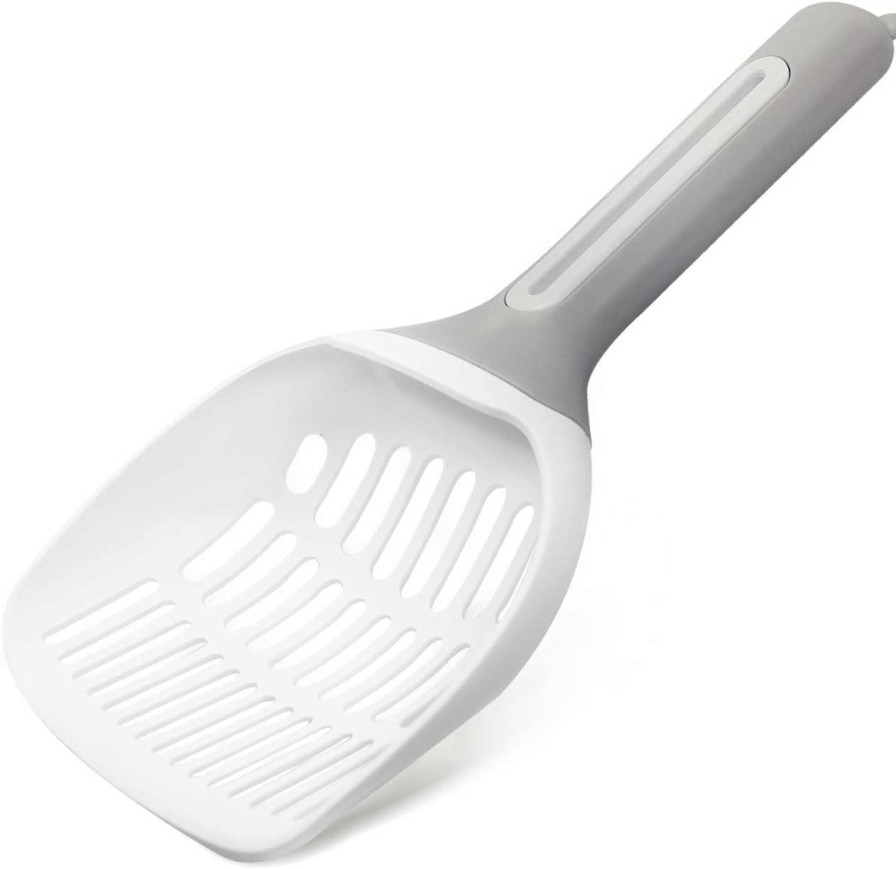 cat litter Rionaty | Rionaty Large Long Handle Cat Litter Shovel With Fine Holes - Anti-Slip Scooper For All Types Of Cat Litter, Effortless Sifting And Pet Waste Cleaning (White Gray)