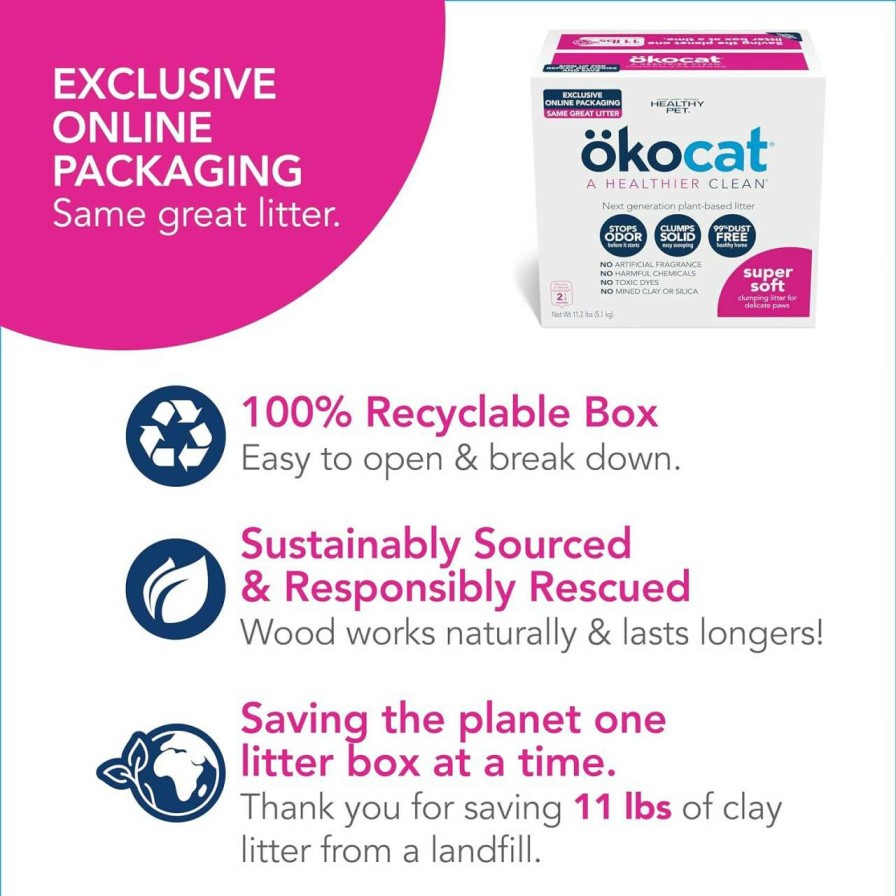 cat litter OKOCAT | Okocat Natural Wood Cat Litter, 13.2-Pound, Clumping (Packaging May Vary)