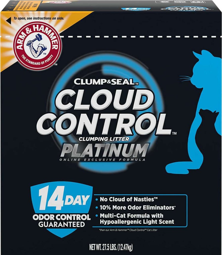 cat litter Arm & Hammer | Arm & Hammer Cloud Control Platinum Multi-Cat Clumping Cat Litter With Hypoallergenic Light Scent, 14 Days Of Odor Control, 27.5 Lbs, Online Exclusive Formula