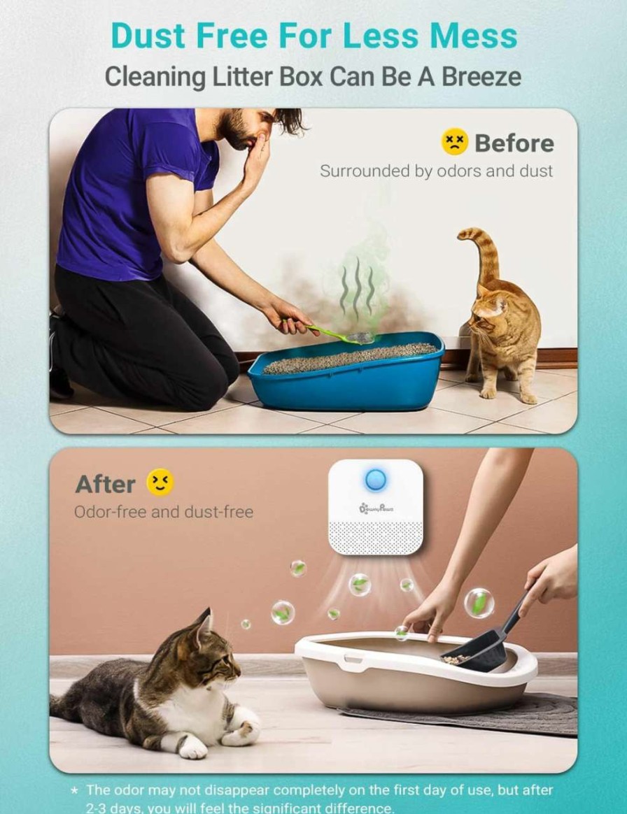 cat litter DownyPaws | Downypaws Cat Litter Deodorizer, Rechargeable 4000 Mah Odor Eliminator Cat Litter Box, Dust-Free, 14-Day Battery Life, No Consumables