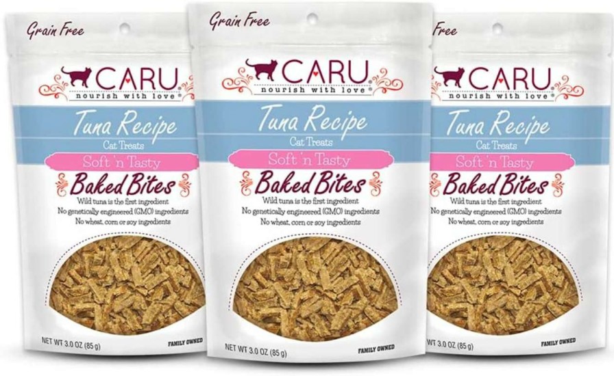 cat food wet Caru | Caru - Soft 'N Tasty Baked Bites - Tuna Bites Cat Treats - Flavorful All-Natural Treats - Pack Of 3