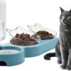 cat food wet Y-ANNJYA | Triple Cat Bowls,15 Tilt 3-In-1 Water Feeder Bowls Cat Double Food Bowls With Automatic Water Bottle Bowl, Whisker Friendly Wet And Dry Cat Elevated Feeding Dishes For Small Cat And Puppy (Mint Green)