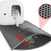 cat litter Waretary | Waretary Cat Litter Mat, 30\" X 24\" Litter Trapping Mat, Double Layer Honeycomb Litter Box Mat, Urine & Waterproof Kitty Litter Mat, Scatter Control Easy Clean (Gray)