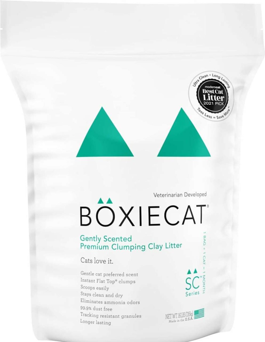 cat litter Boxiecat | Boxiecat Premium Clumping Clay Cat Litter, Gently Scented, 16Lbs - Longer Lasting Odor Control - Hard, Non Stick Clumps - Stays Ultra Clean - 99.9% Dust Free