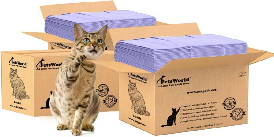 cat litter PETSWORLD | Petsworld Fresh Scented Cat Pads Refills For Tidy Cats Breeze Litter System 50 Pads For Cat Litter Box, 16.9X11.4 Inch