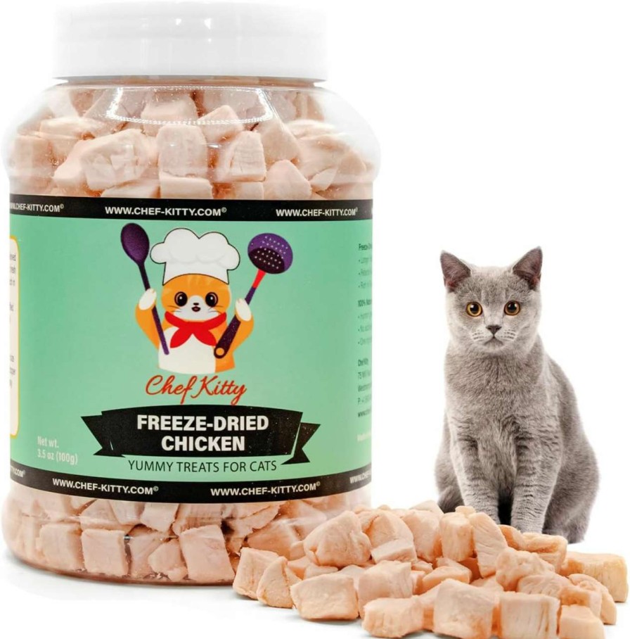 cat food dry Chef Kitty | Chef Kitty Freeze Dried Chicken Cat Treats - Made From 100% Human Grade Chicken Breast Our Freeze Dried Cat Treats Use Only 1 Ingredient - We Make Our Freeze Dried Treats In The Usa - Chicken 3.5Oz