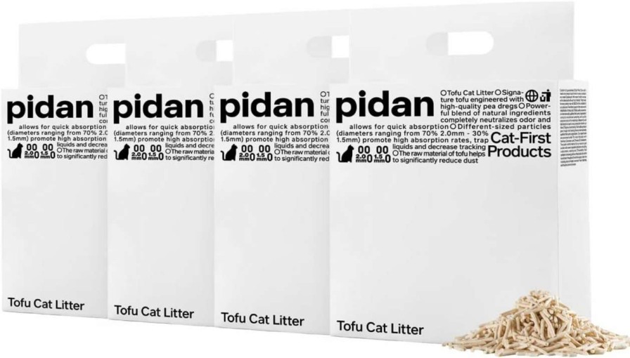 cat litter pidan | Pidan Tofu Cat Litter Clumping,Flushable,Ultra Absorbent And Fast Drying, 100% Natural Ingredients Litter,Solubility In Water,Really Dust-Free,Less Scattering (5.3Lb 4Bags)