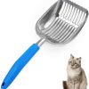 cat litter Chi-buy | Chi-Buy The Latest Update Metal Cat Litter Scoop Polishing Blue Handle,Aluminum Alloy With Tabs/Round Teeth Pet Kitty Litter Scooper