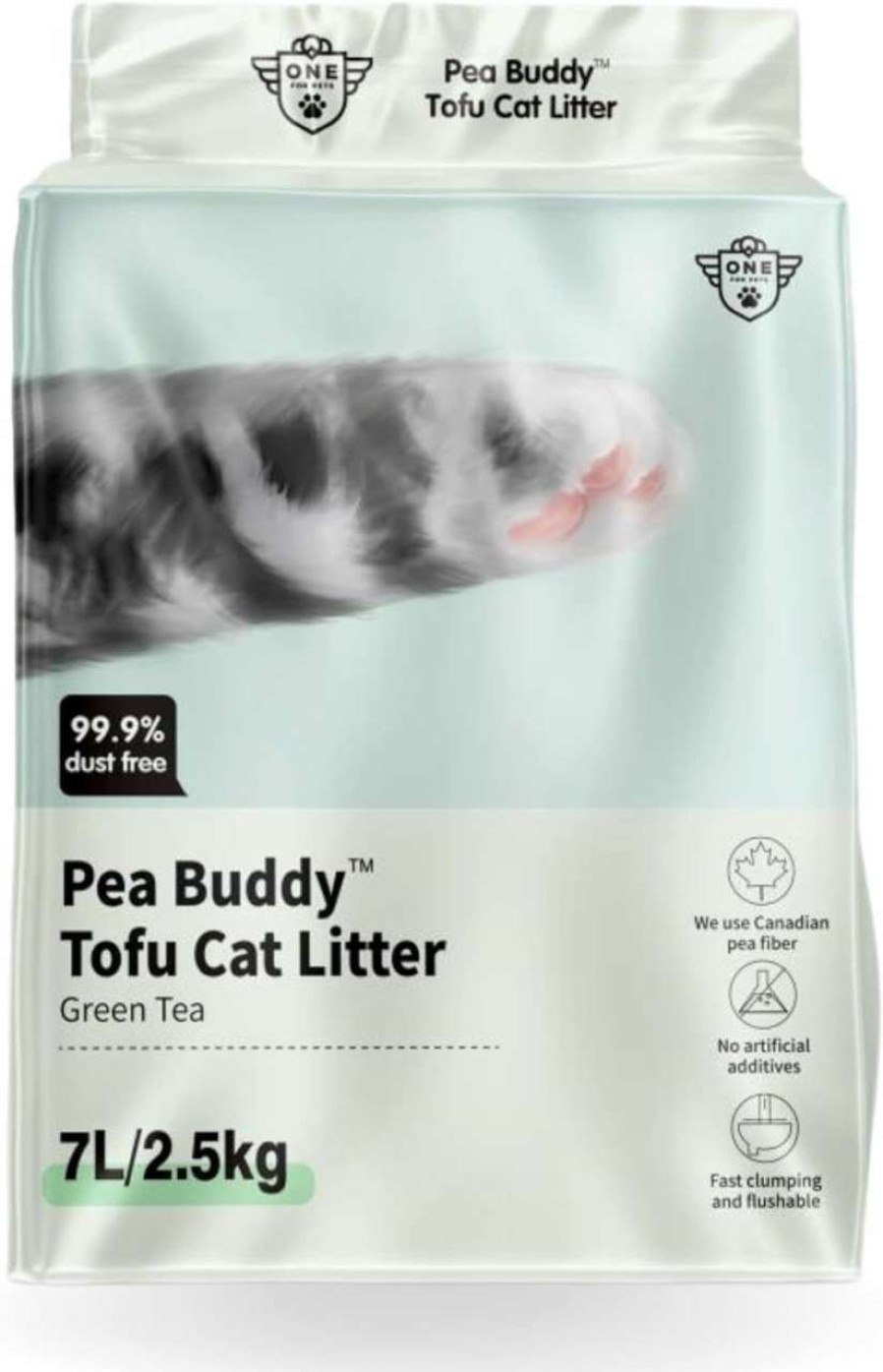 cat litter One for Pets | Tofu Cat Litter - Flushable Cat Litter Pellets - 1 Or 4 Pack For Dust Free Cat Litter, Low Tracking, And Natural Odor Control, Scented And Unscented Cat Litter Options (1 Pack, Green Tea)