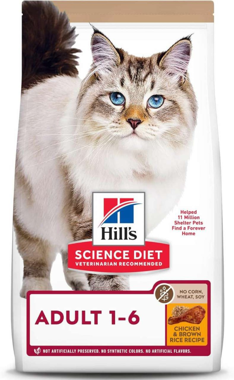 cat food dry Hill's Science Diet | Hill'S Science Diet Adult No Corn, Wheat Or Soy Dry Cat Food, Chicken Recipe, 7 Lb. Bag