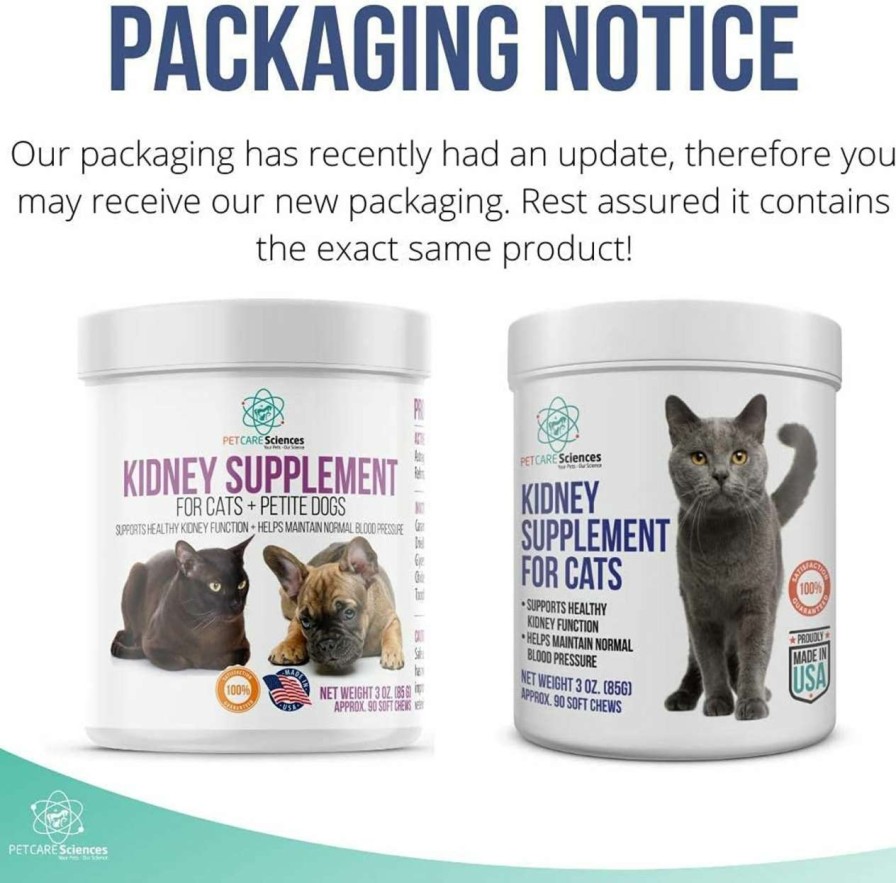 cat food dry PET CARE Sciences | Pet Care Sciences Approx 90 Servings Cat Kidney Support Chews - Feline Kidney Restore - Renal Cat Treats - Cats Kidney Support Supplement - Urinary Tract Irritations Control For Cat - Made In The Usa