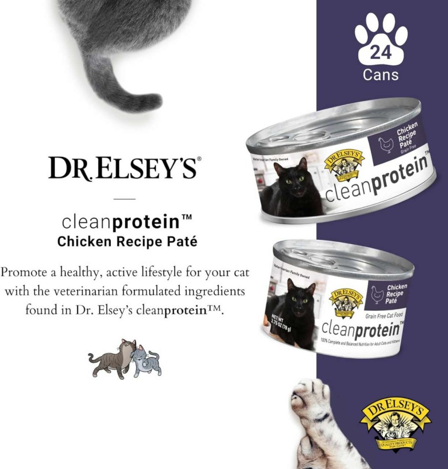 cat food Dr. Elsey's | Dr. Elsey'S Cleanprotein Chicken Recipe Wet Cat Food, Pate 5.3 Oz Cans (Pack Of 24)