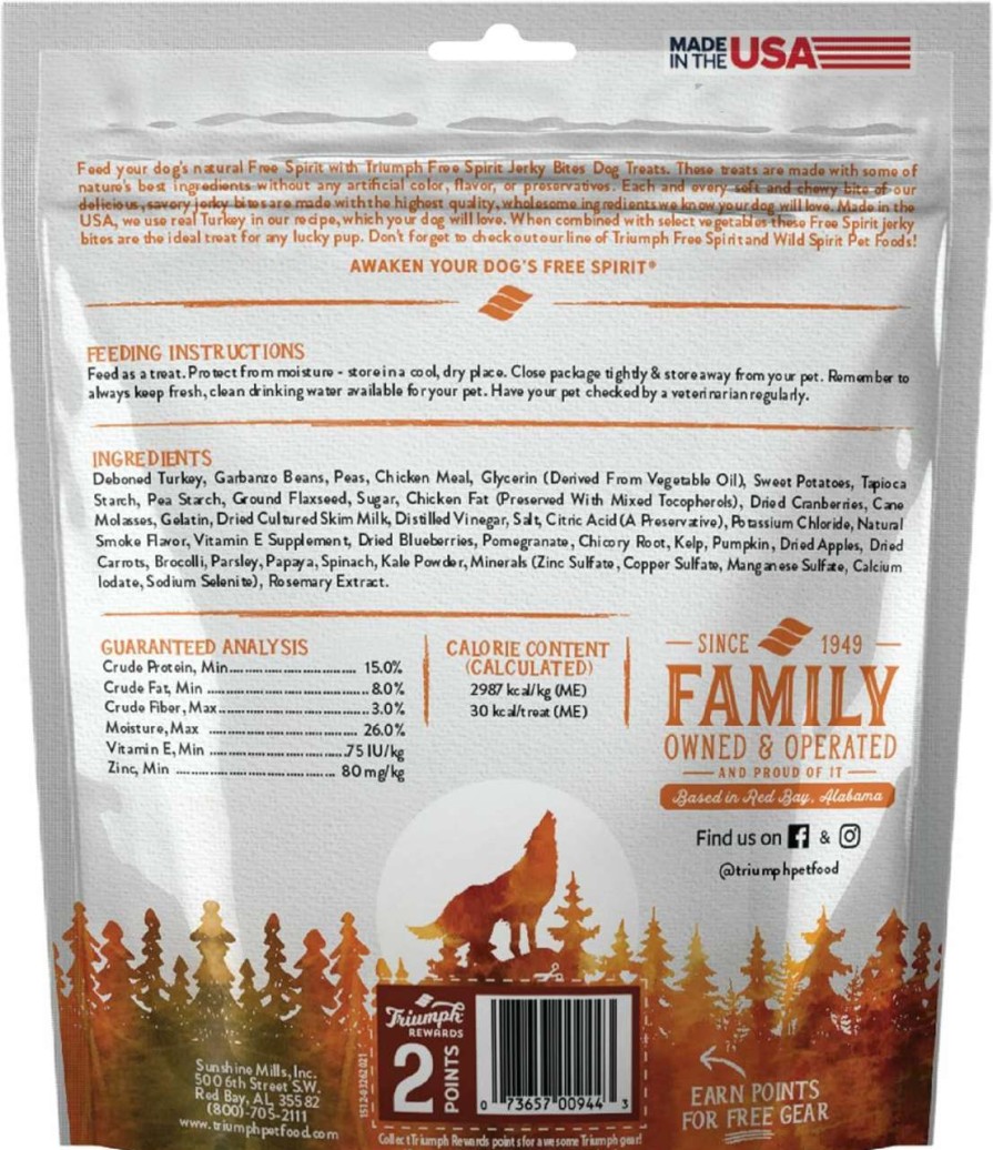 cat food dry Triumph | Triumph Free Spirit Grain Free Turkey, Vegetable & Cranberry Recipe Jerky Bites Dog Treats | 24 Oz