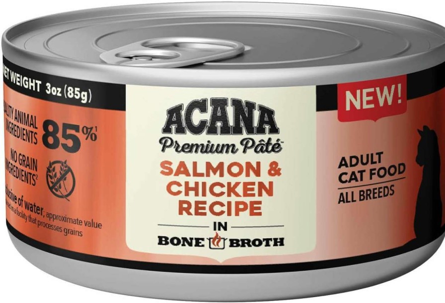 cat food wet ACANA | Acana Premium Pate Wet Cat Food, Tuna And Chicken In Bone Broth Recipe, Premium Pate With Raw Ingredients And Bone Broth, 3 Oz (Case Of 24)