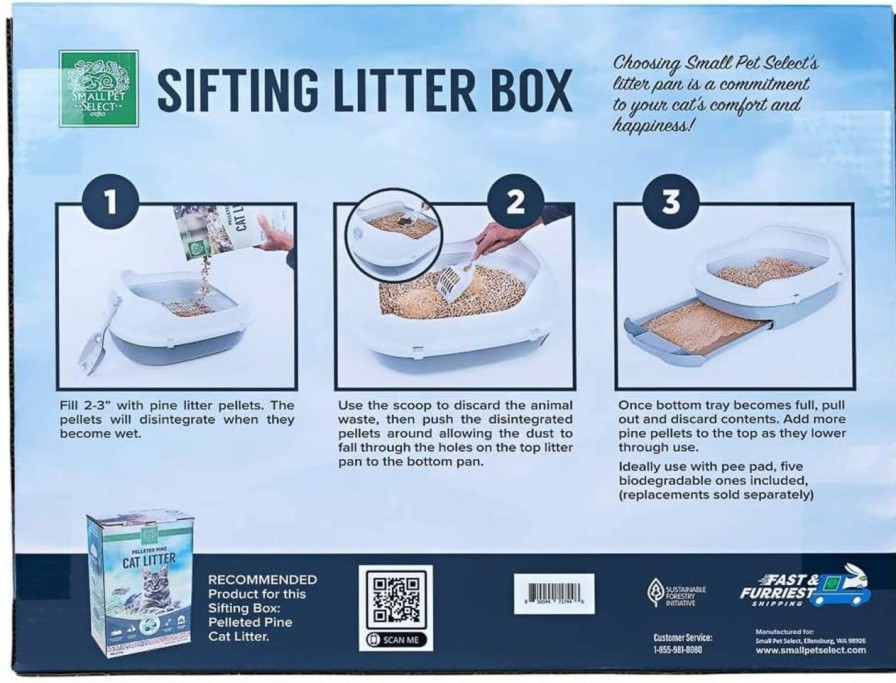 cat litter Small Pet Select | Small Pet Select - Pine Pellet Cat Litter Box, With 5 Pee Pads And Litter Scoop, Premium System For Cats And Other Small Animals, Tidy And Easy To Clean With Drawer, Scoop, And Removable Tray