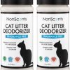 cat litter NonScents | Nonscents Cat Litter Deodorizer - Litter Box Odor Eliminator - Less Scooping Extends Kitty Litter Lifespan - Fragrance-Free Formula Eliminates Unpleasant Cat Odors - Fresh Scent Litter Pans (2-Pack)