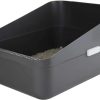 cat litter Sfozstra | Sfozstra Open Litter Box,Prevent Sand Leakage, Durable High Side Sifting Litter Box For Small Cats,Secure And Odor Litter Box, Removable Litter Box, Easy To Clean (Black With Litter M)