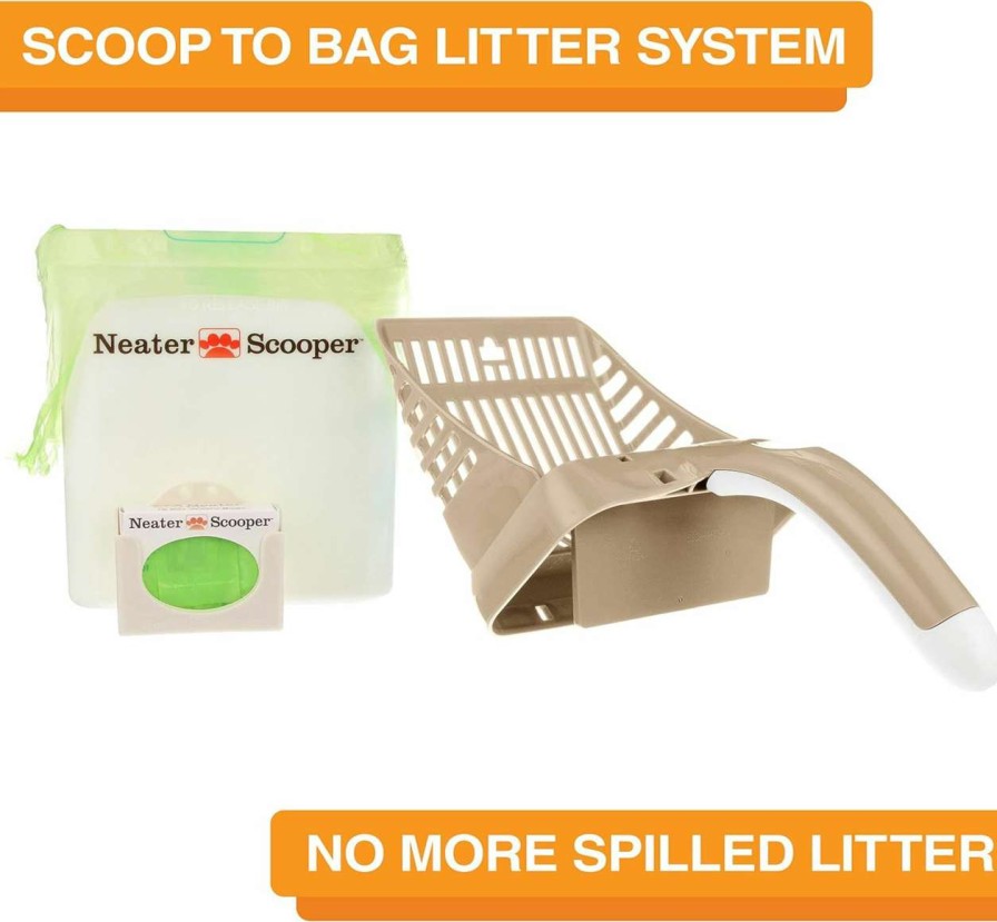 cat litter Neater Pet Brands | Neater Pet Brands - Neater Scooper Cat Litter Sifter - Bulk Pack Value Bundle Includes 195 Refill Bags - Mess Free Cat Litter Scoop To Bag Waste Bin System With Extra Waste Bags (Green)