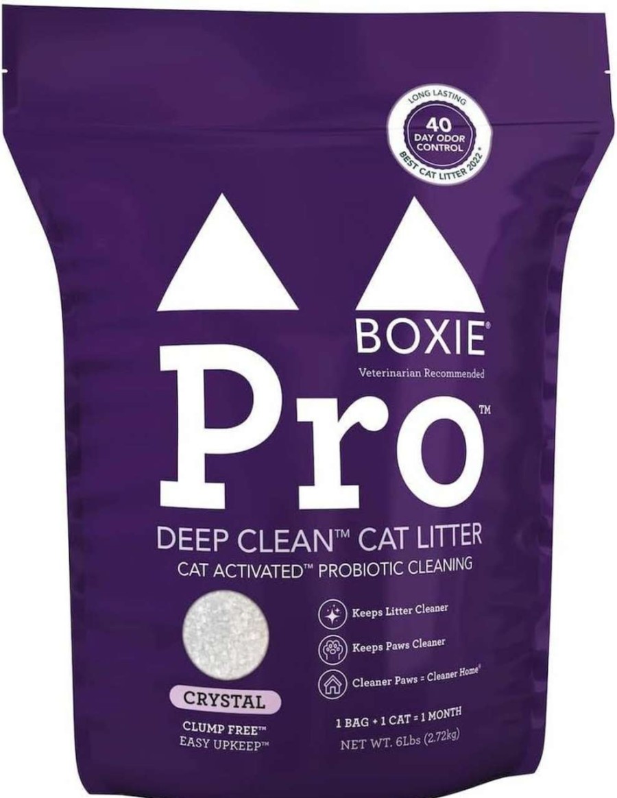 cat litter Boxiecat | Boxiepro Deep Clean Probiotic Crystal Cat Litter, 6Lb, Superior Odor Control & Moisture Absorption, Low Tracking, Dust Free