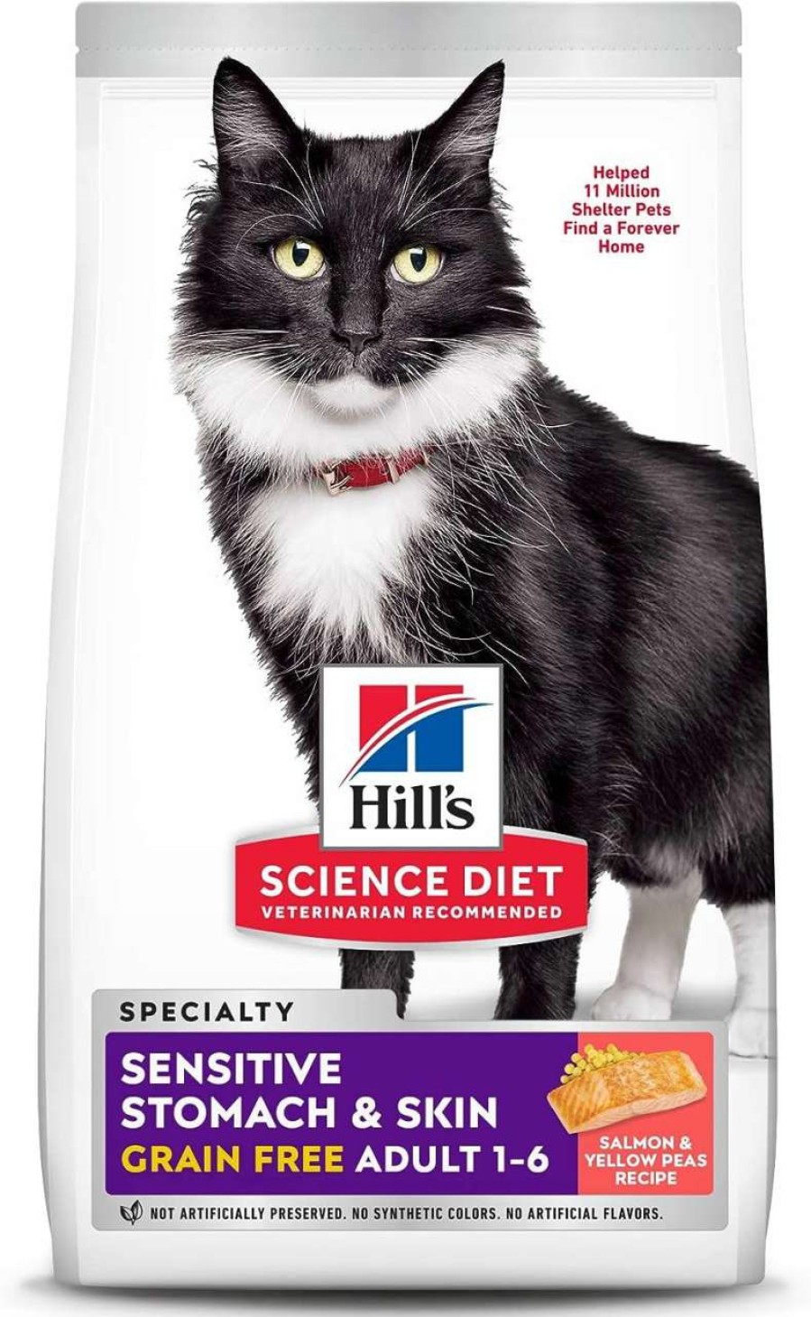 cat food dry Hill's Science Diet | Hill'S Pet Nutrition Science Diet, Grain Free Dry Cat Food, Adult, Sensitive Stomach & Skin, Salmon & Yellow Pea Recipe, 13 Lb. Bag