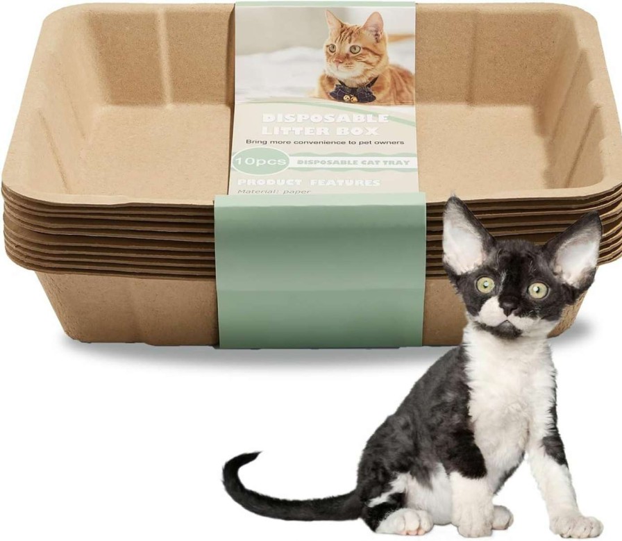 cat litter Pawsayes | Pawsayes 5 Pack Disposable Litter Boxes For Cats, Cardboard Travel Cat Litter Pan, Durable Paper Cat Kitten Toilet For Indoor Or Outdoor Use, Hamster Rabbits Cats Disposable Litter Box Liners