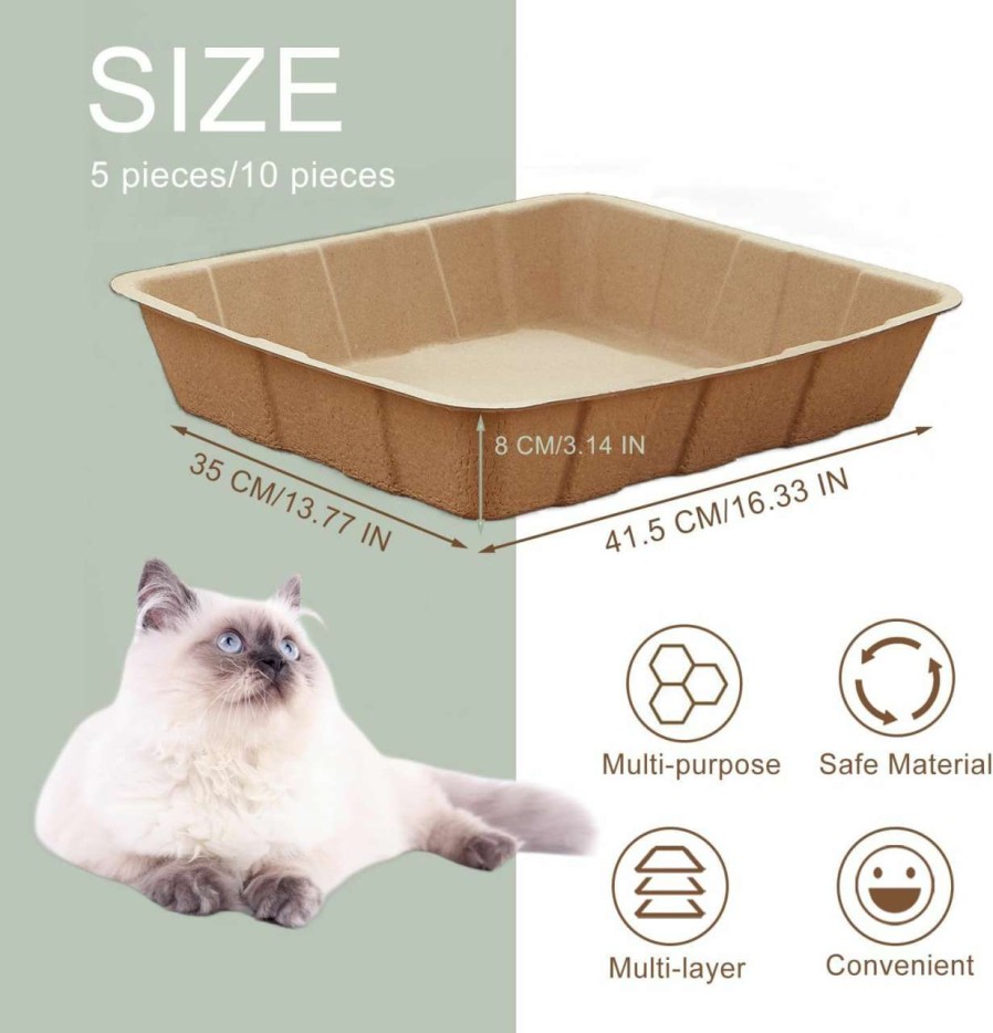 cat litter Pawsayes | Pawsayes 5 Pack Disposable Litter Boxes For Cats, Cardboard Travel Cat Litter Pan, Durable Paper Cat Kitten Toilet For Indoor Or Outdoor Use, Hamster Rabbits Cats Disposable Litter Box Liners