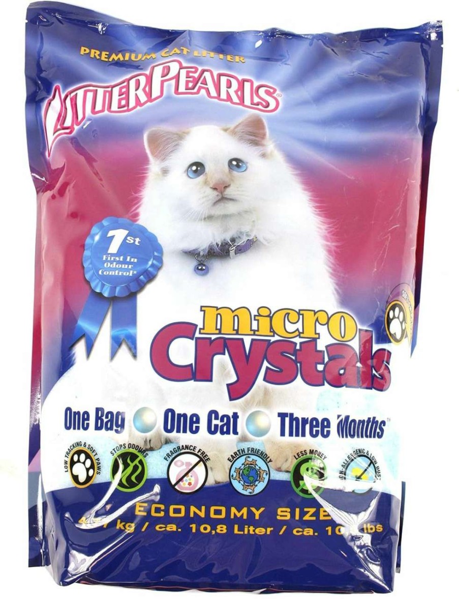 cat litter Litter Pearls | Litter Pearls Micro Crystals Cat Litter, 10.5 Lb, Clear With Blue (10610)