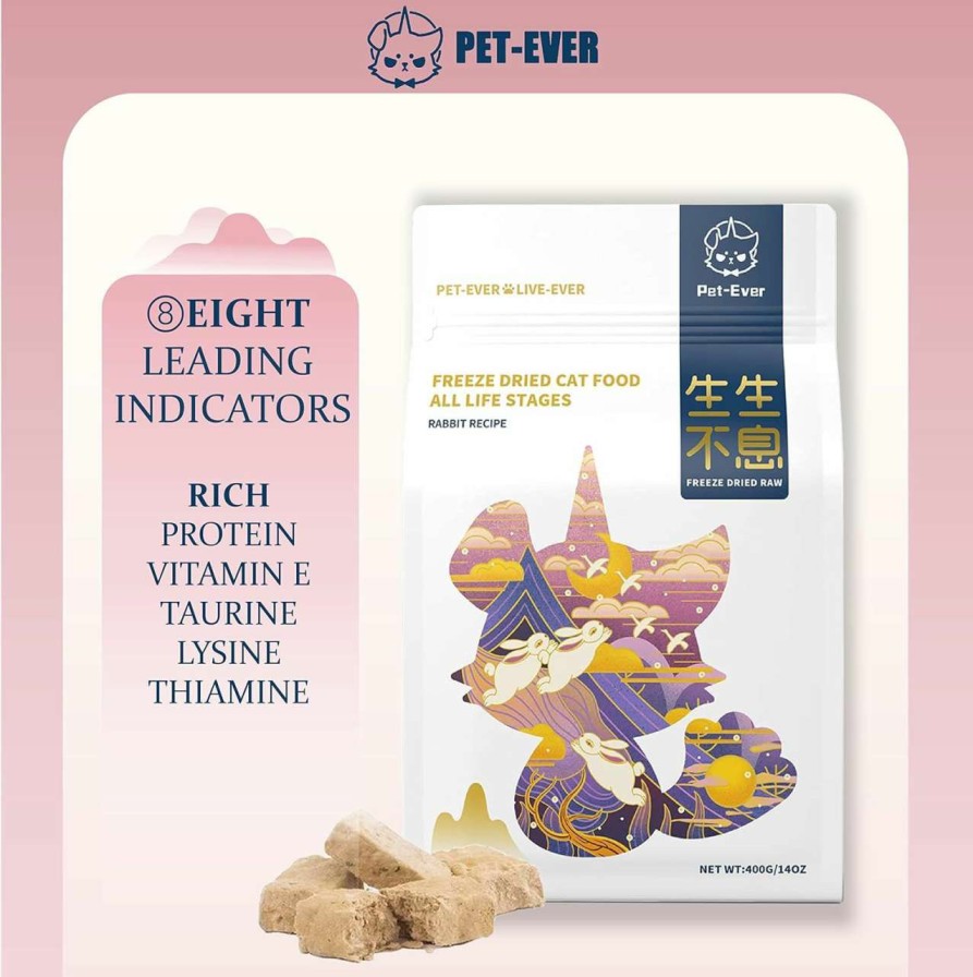 cat food PET-EVER | Pet-Ever Freeze Dried Raw Cat Food Raw Meat Diet 60% Rich Protein 20% Low Fat Dry Cat Food Topper Grain Free With Pet Food Spoon