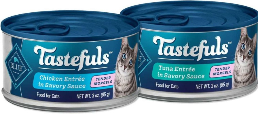 cat food wet Blue Buffalo | Blue Buffalo Tastefuls Natural Tender Morsels Wet Cat Food Bundle, Chicken And Tuna 3-Oz Cans (48 Count- 24 Of Each Flavor)