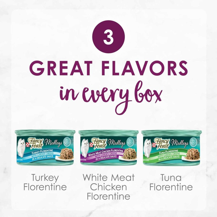 cat food PURINA Fancy Feast | Purina Fancy Feast Gravy Wet Cat Food Variety Pack, Medleys Florentine Collection - (24) 3 Oz. Cans