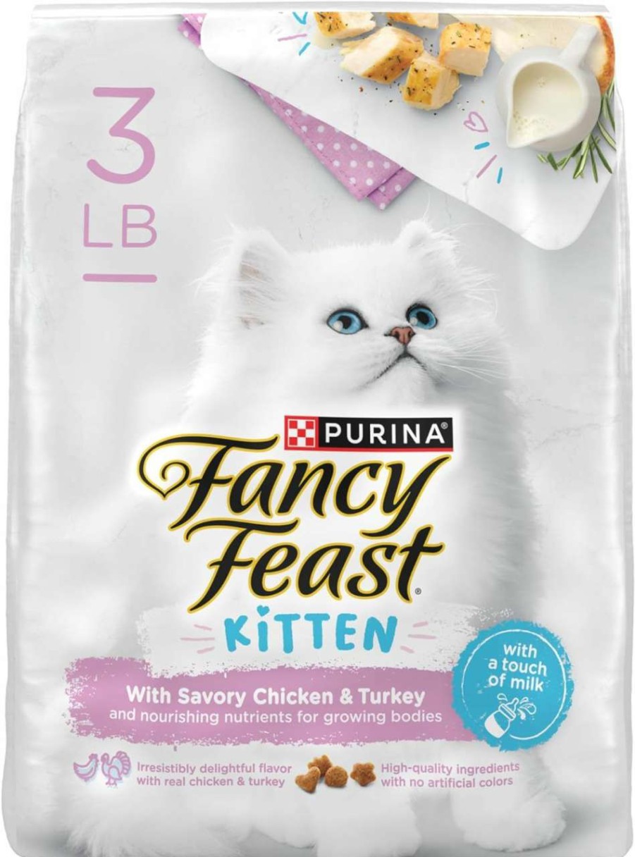 cat food dry PURINA Fancy Feast | Purina Fancy Feast Kitten With Savory Chicken And Turkey Kitten Dry Food - 3 Lb. Bag