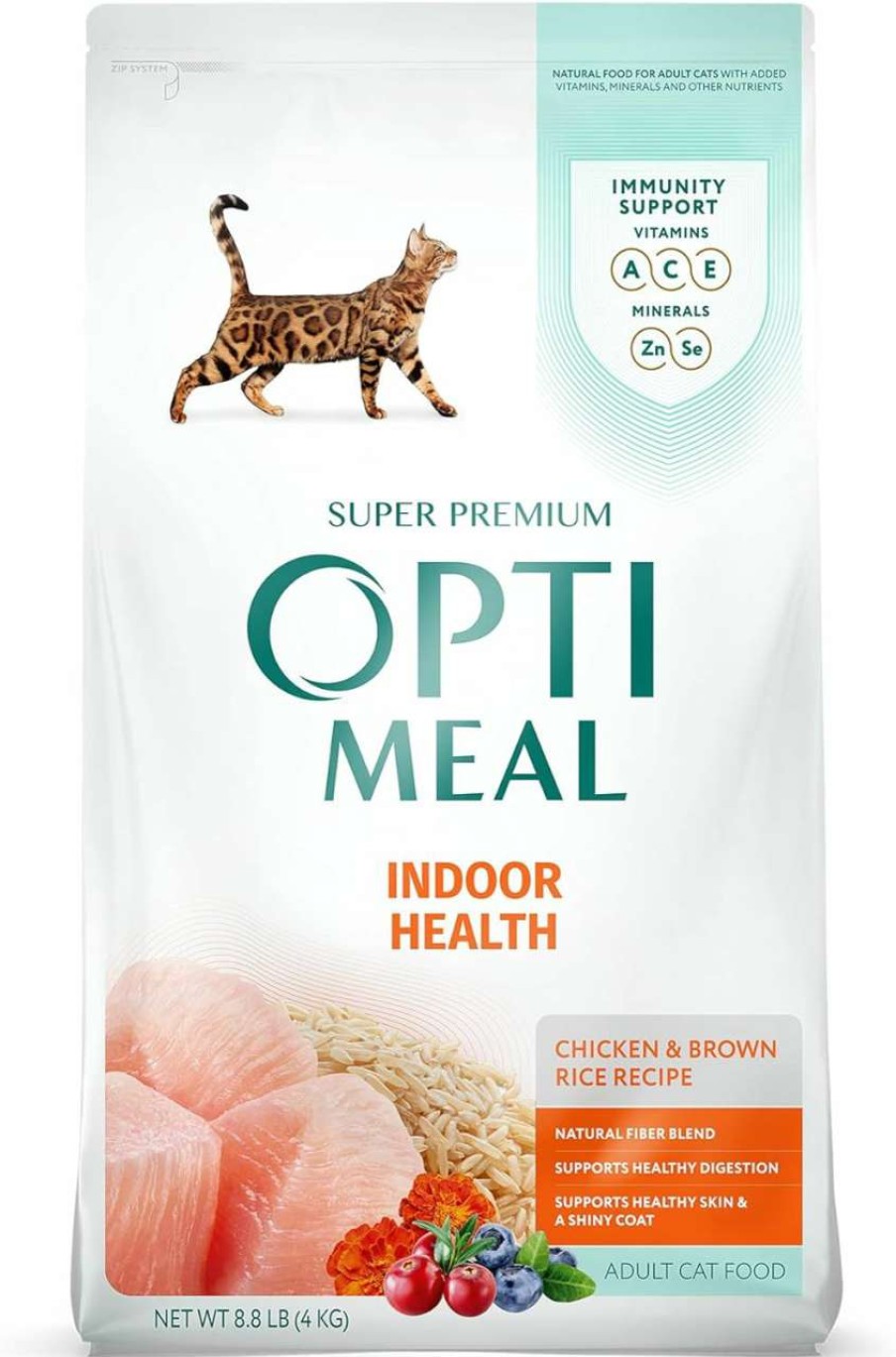 cat food dry OPtimeal | Optimeal Indoor Cat Dry Food- Chicken & Brown Rice Healthy Recipe Cat Food Dry For Adult Cats - Proudly Ukrainian