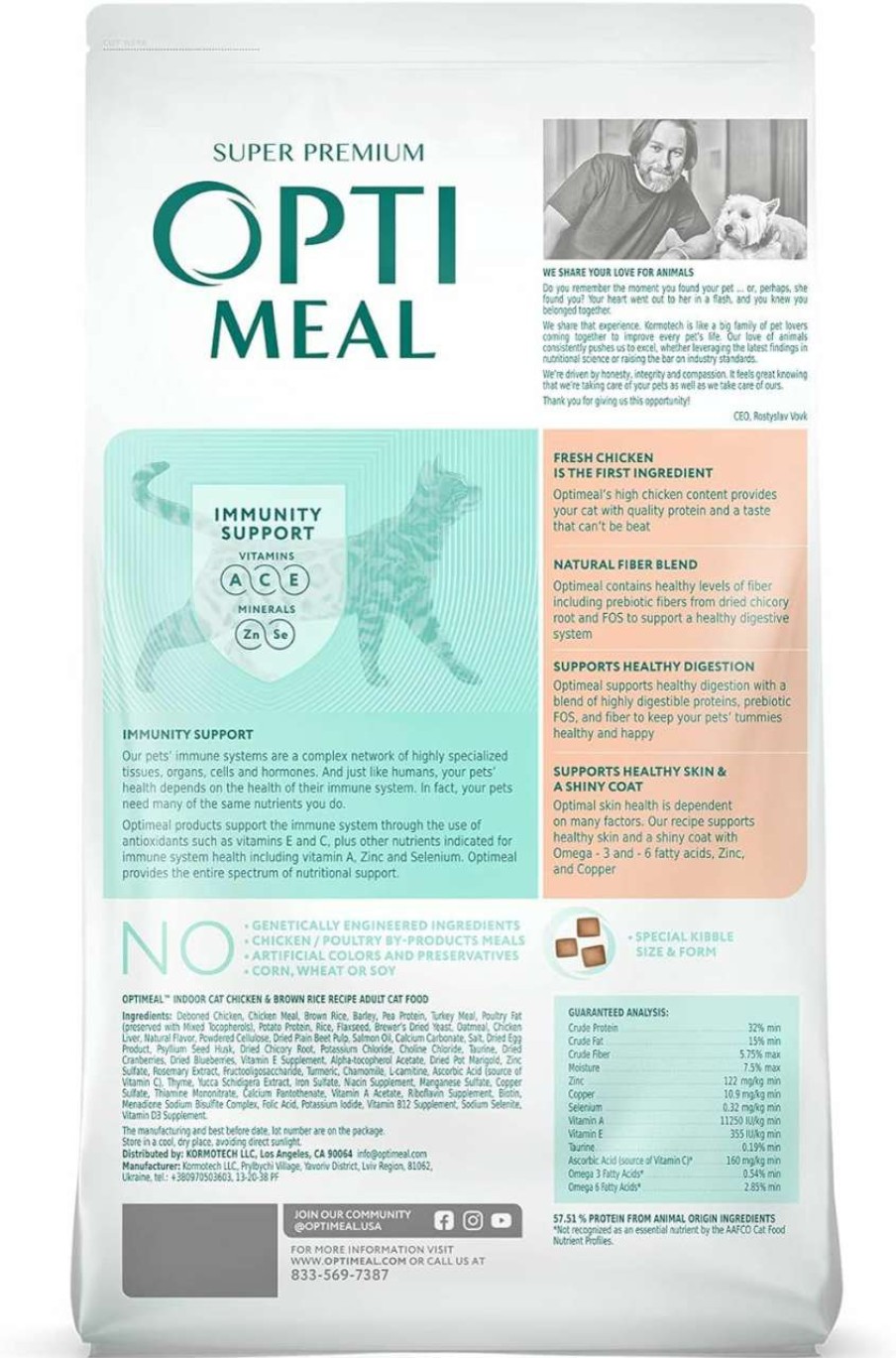 cat food dry OPtimeal | Optimeal Indoor Cat Dry Food- Chicken & Brown Rice Healthy Recipe Cat Food Dry For Adult Cats - Proudly Ukrainian