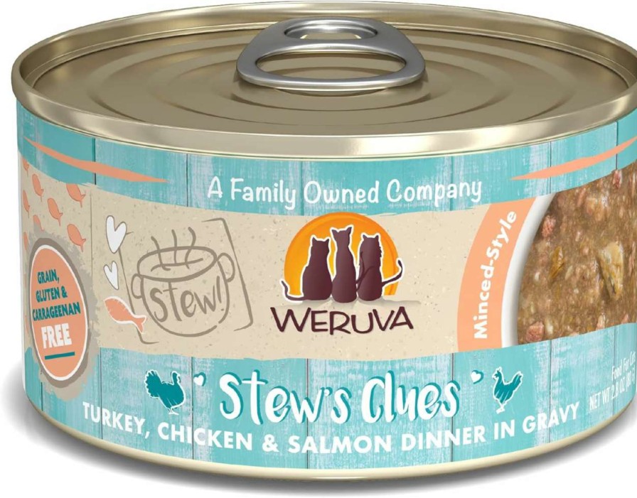 cat food wet Weruva | Weruva Classic Cat Stews!, Stew'S Clues With Turkey, Chicken & Salmon In Gravy, 2.8Oz Can (Pack Of 12)