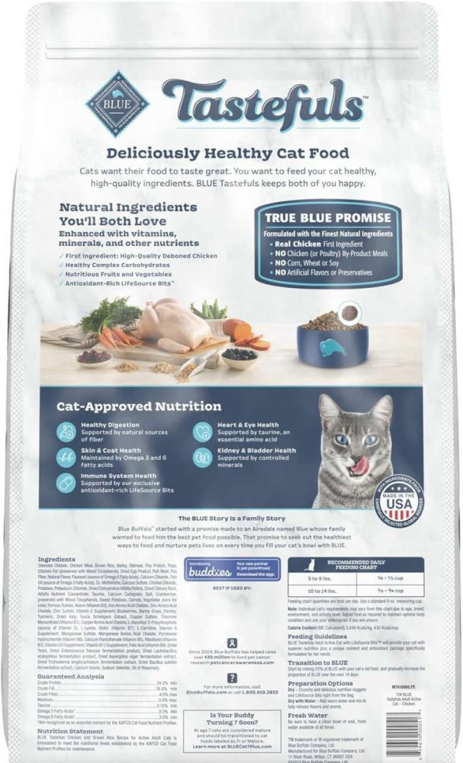 cat food Blue Buffalo | Blue Buffalo Tastefuls Active Natural Adult Dry Cat Food, Chicken 15Lb Bag