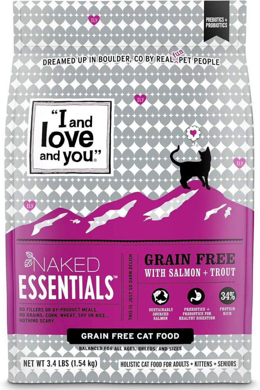 cat food dry I AND LOVE AND YOU | I And Love And You Naked Essentials Dry Cat Food - Grain Free Kibble (Variety Of Flavors), Salmon + Trout, 3.4 Lb