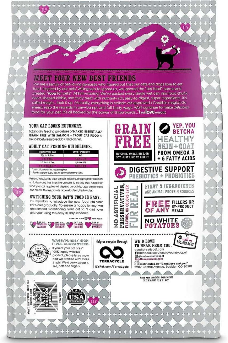 cat food dry I AND LOVE AND YOU | I And Love And You Naked Essentials Dry Cat Food - Grain Free Kibble (Variety Of Flavors), Salmon + Trout, 3.4 Lb