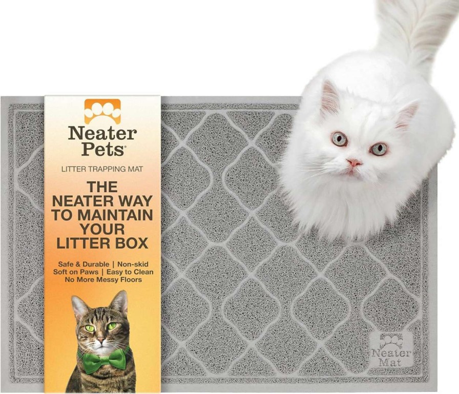 cat litter Neater Pet Brands | Neater Pets Neater Mat Litter Trapping Mat, Thick & Durable Material Catches Mess From Kitty Litter Box To Protect Floors, Soft On Cats Paws, Anti-Skid Backing, Easy To Clean, Grey, 20\" X 30\"