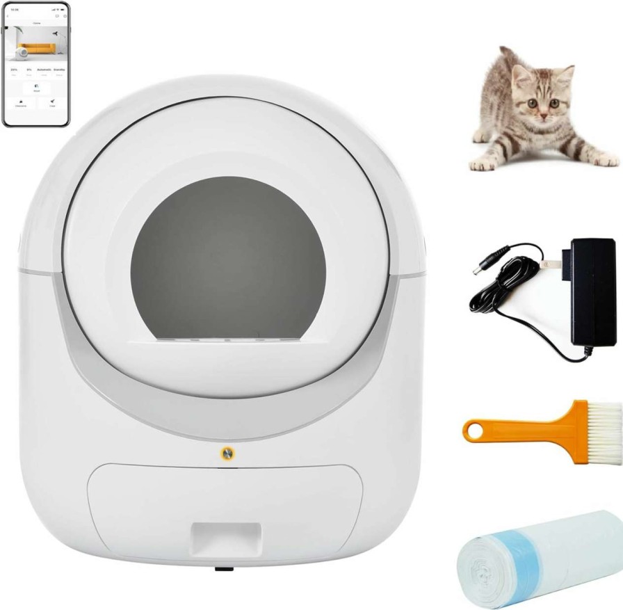 cat litter REPALY | Self-Cleaning Litter Box For Multiple Cats, Automatic Dumping, Suitable For All Kinds Of Cat Litter, App Control,Safe, Deodorizing, Upgraded Hmi System,Support 2.4G Wifi.