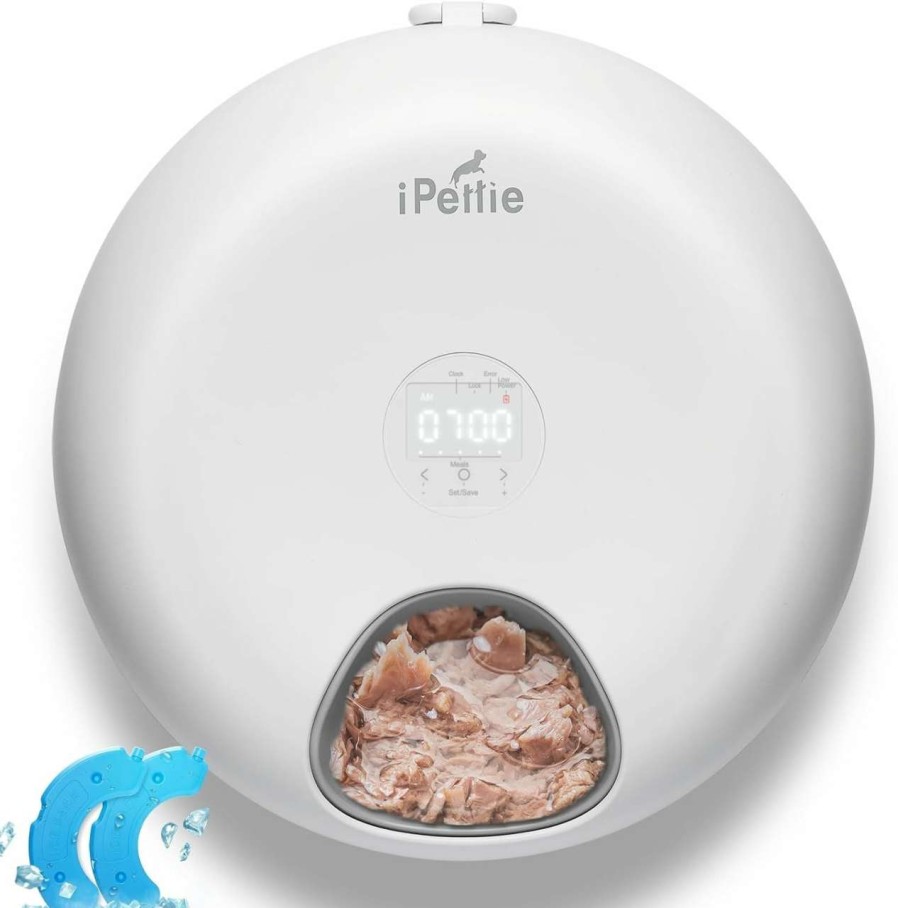 cat food dry iPettie | Ipettie Donuts Frost 6 Meal Cordless Automatic Pet Feeder, Dry & Wet Food Automatic Cat Feeder With Two Ice Packs, Rechargeable Massive Battery, Programmable Timer, Holds 6 X Lb. Of Food