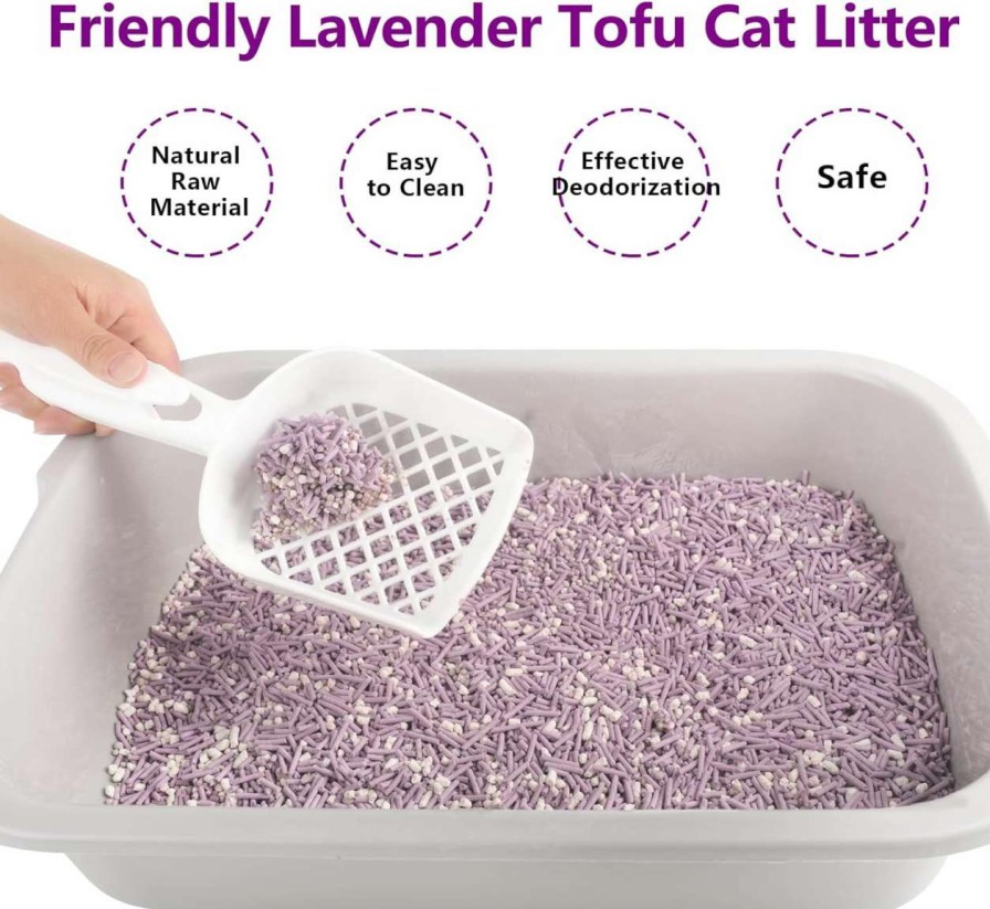 cat litter MILIFUN | Tofu Cat Litter, Dust-Free Kitty Litter, Fast Drying, Ultra Absorbent Clumping Cat Litter Pellets, Lavender Cat Tofu Litter Odor Control, Less Scattering, Pretty Dust-Free Mixed Tofu Cat Litter.