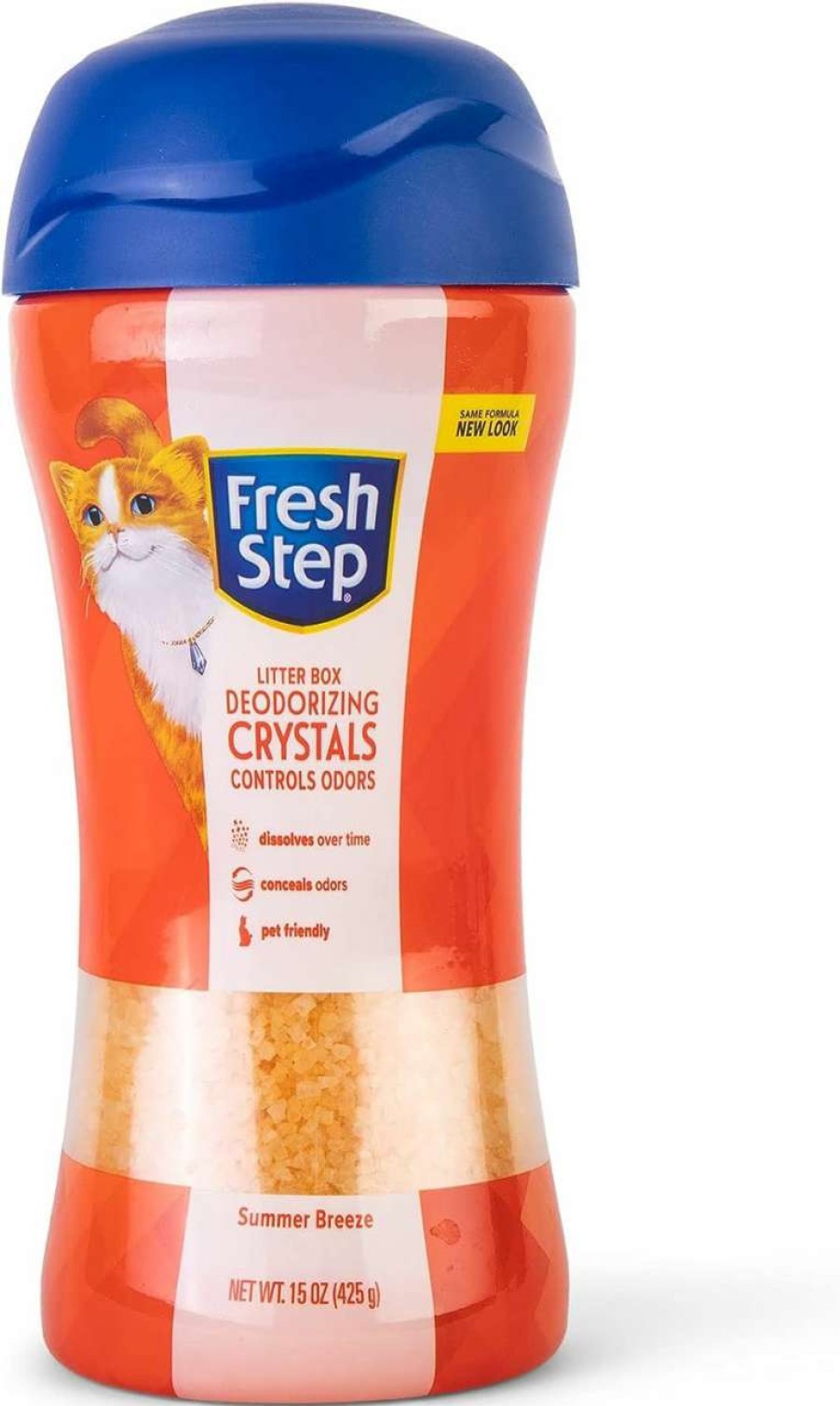 cat litter Fresh Step | Fresh Step Cat Litter Crystals In Summer Breeze Scent | Cat Litter Box Deodorizer | Combats Cat Odors And Neutralizes Smells To Keep Your Home Clean, 15 Ounces - 3 Pack (Packaging May Vary)