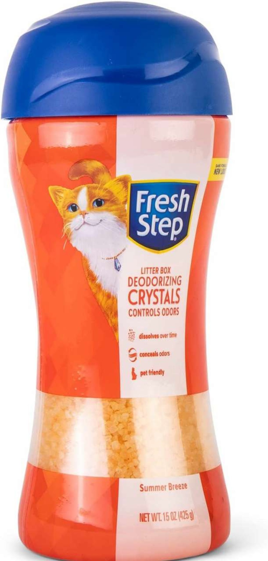 cat litter Fresh Step | Fresh Step Cat Litter Crystals In Summer Breeze Scent | Cat Litter Box Deodorizer | Combats Cat Odors And Neutralizes Smells To Keep Your Home Clean, 15 Ounces - 3 Pack (Packaging May Vary)