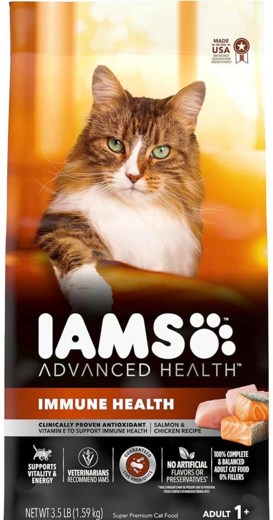 cat food Iams | Iams Advanced Health Immune Health Salmon And Chicken Recipe Adult Dry Cat Food, 3.5 Lb. Bag, Brown, 3.50 Pound (Pack Of 1)