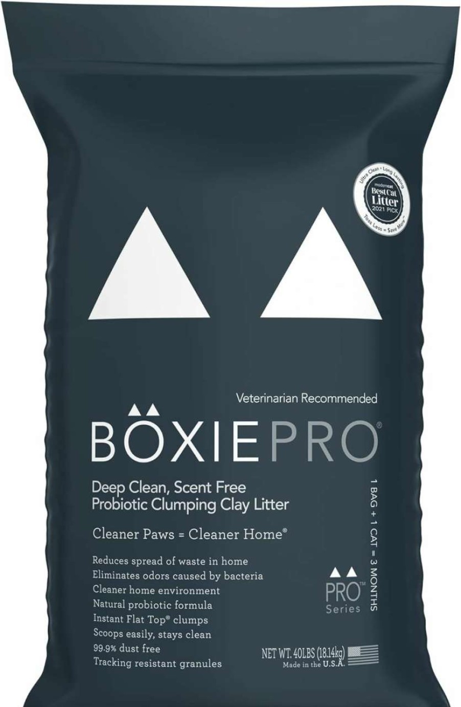 cat litter BoxiePro | Boxiepro Clumping Clay Cat Litter - Scent Free - 40 Lb - Cat Activated Probiotics For Odor Control, Ultra Clean, 99.9% Dust Free