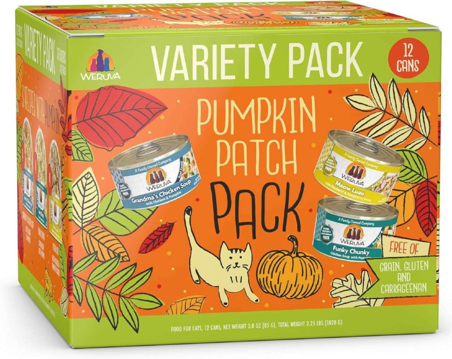 cat food Weruva | Weruva Classic Cat Food, Pumpkin Patch Pack Variety Pack, 3Oz Can (Pack Of 12)