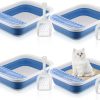 cat litter Ziliny | Ziliny 4 Pcs Foldable Small Cat Litter Box For Kittens Open Cat Potty Pan With Scoop Travel Portable Cat Toilet Low Entry Litter Box For Senior Cats Kitten Litter Box Training 17.7 X 13.4 X 4.9 Inch